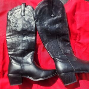 Ladies Black Cowboy Boots Sz 9 No Box